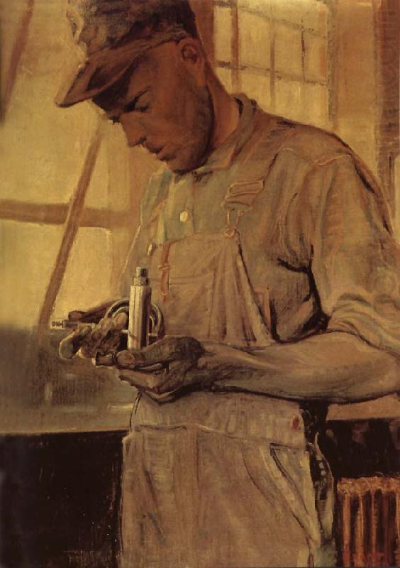 The Product Checker (1925) - Grant Wood Tablo