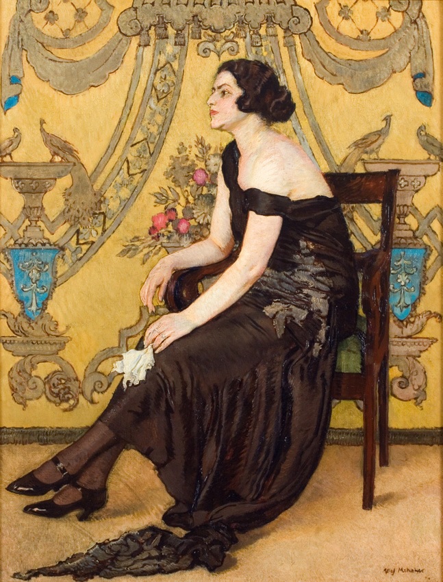 The Rose of Saron (portrait of Zofia Minder; ornamental fantasy) (1923) - Józef Mehoffer Tablo