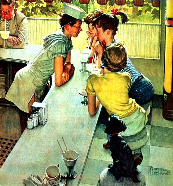 The Soda Jerk (1953) - Norman Rockwell Tablo