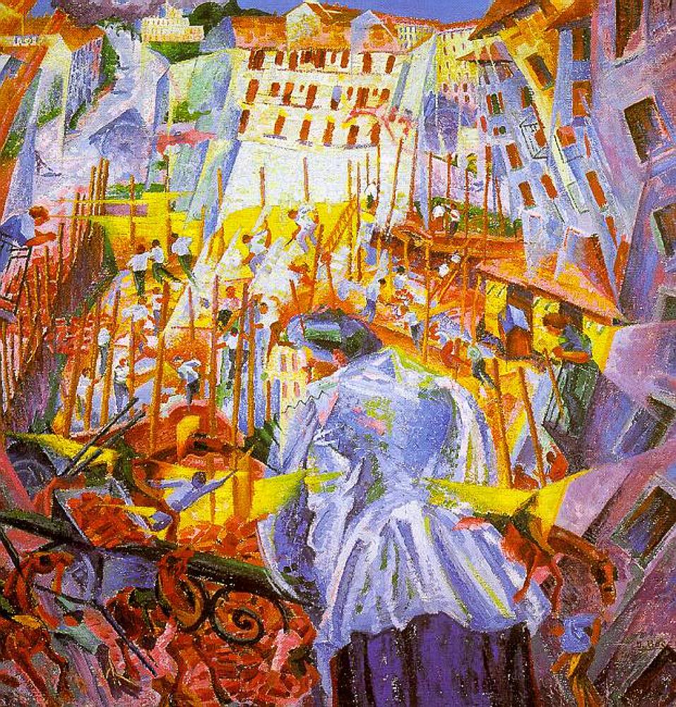 The Street Enters the House (1911) – Umberto Boccioni Tablo