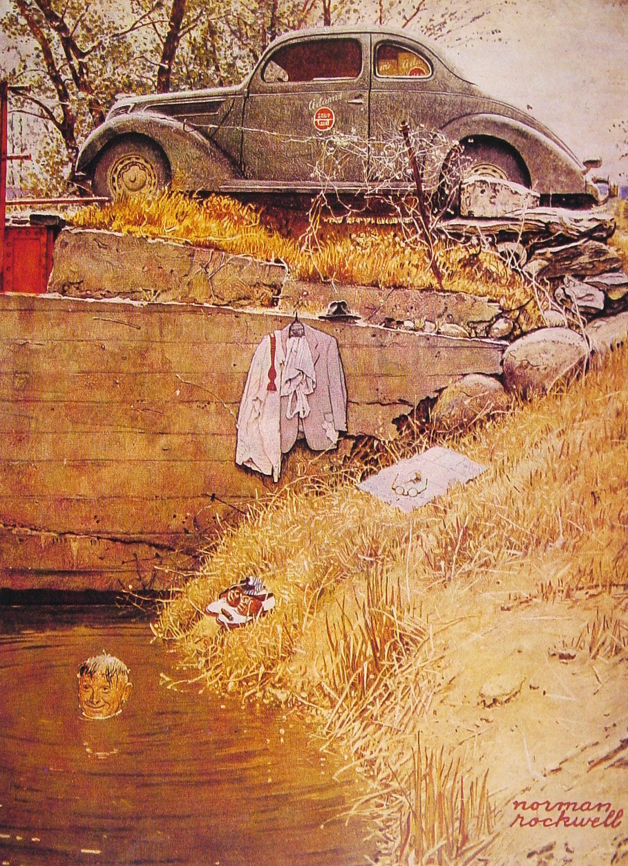 The Swimming Hole (1945) - Norman Rockwell Tablo