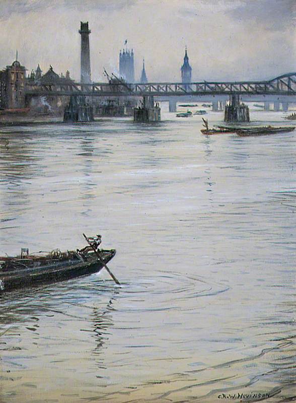 The Temporary Waterloo Bridge, London (1938) - C. R. W. Nevinson Tablo