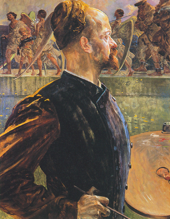 The Tribute Money (triptych) left - Jacek Malczewski Tablo