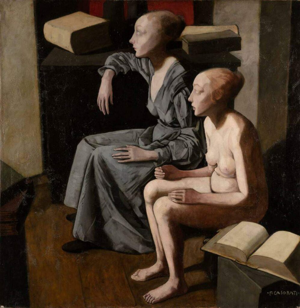 The Two Sisters (Open and Closed Book) (1921) - Felice Casorati Tablo