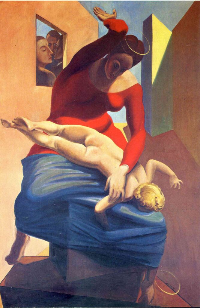 The Virgin Spanking the Christ Child before Three Witnesses Andre Breton, Paul Eluard, and the Paint (1926) – Max Ernst Tablo