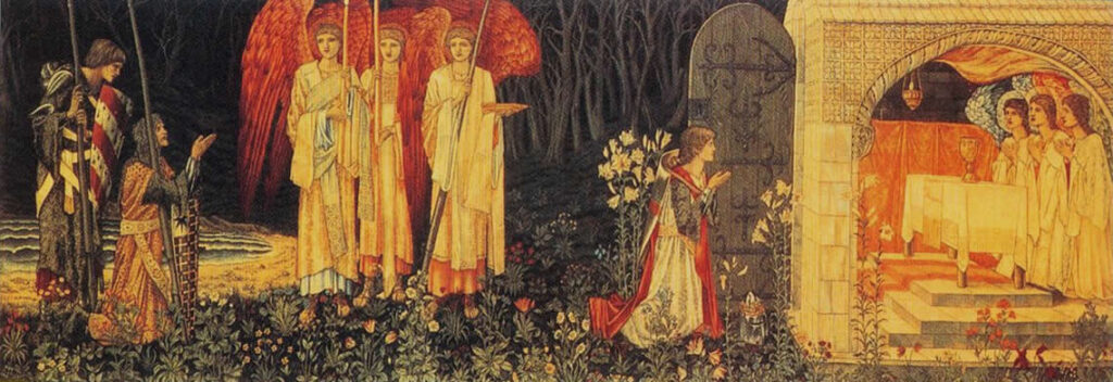 The Vision of the Holy Grail tapestry (1890) - William Morris Tablo