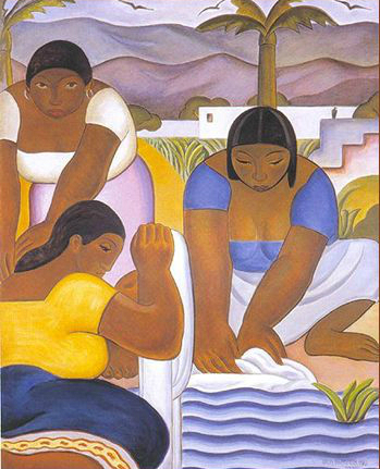 The Washerwomen of the Rímac (1928) - Carlos Quizpez Asín Tablo