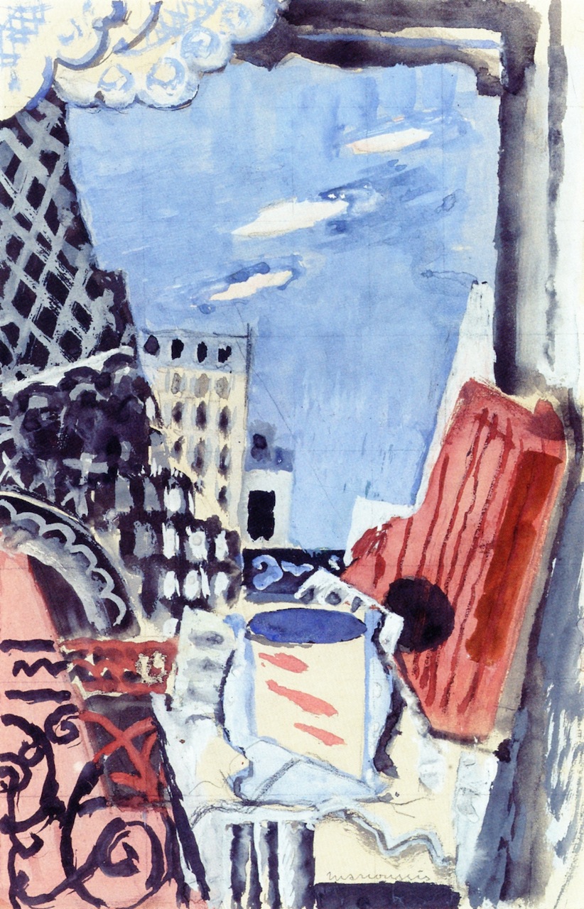 The Window overlooking the Eiffel Tower (1920) - Louis Marcoussis Tablo