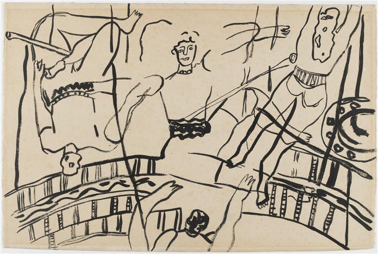 The acrobats, study for the circus - Fernand Léger Tablo