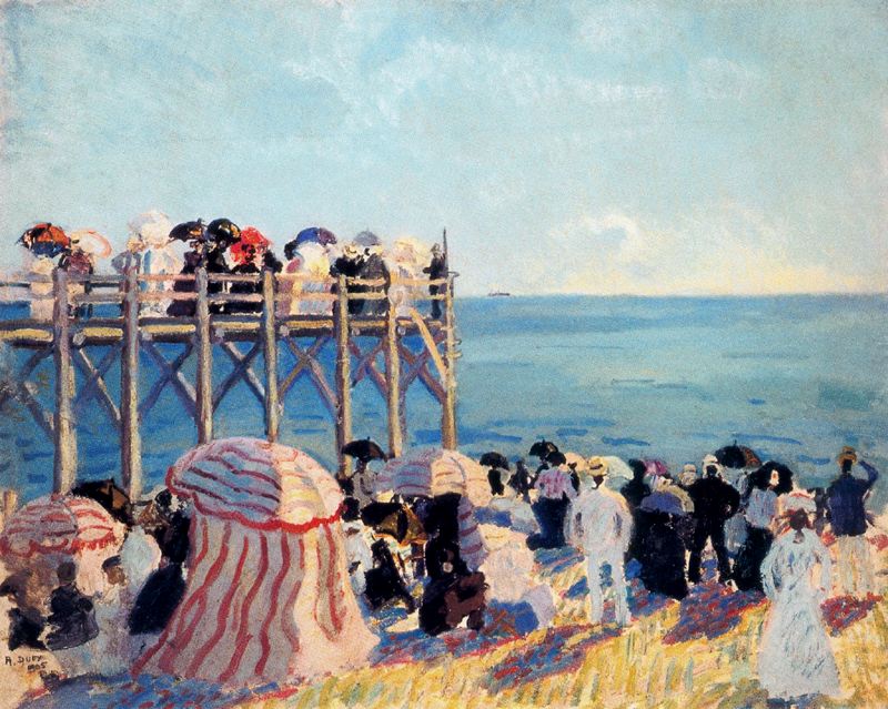 The beach and pier at Trouville (1905) - Raoul Dufy Tablo