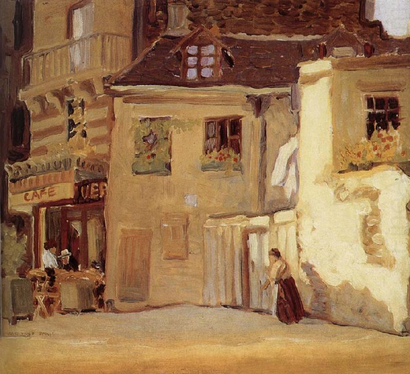 The cafe of Paris corner (1920) - Grant Wood Tablo