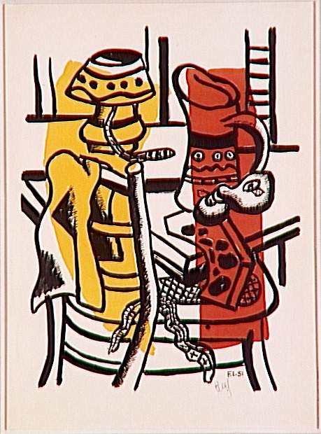 The chair (membership to the lamp, the lamp still life) (1955) - Fernand Léger Tablo