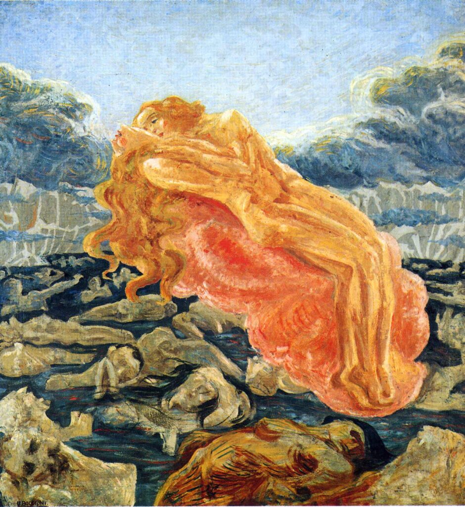 The dream (Paolo and Francesca) (1909) - Umberto Boccioni Tablo