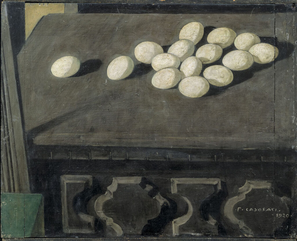 The eggs on the dresser (1920) - Felice Casorati Tablo