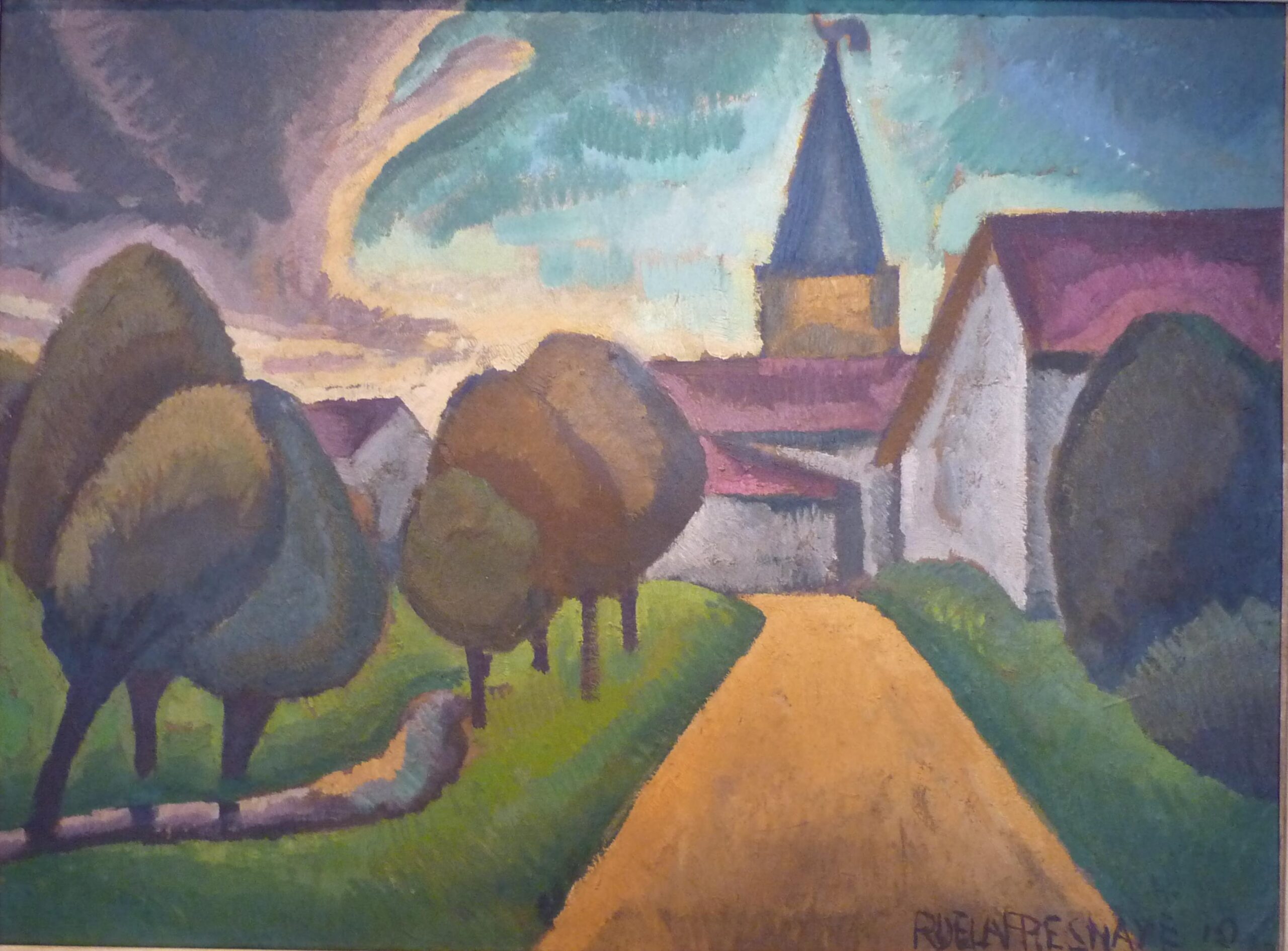 The entrance to the village - Roger de La Fresnaye Tablo