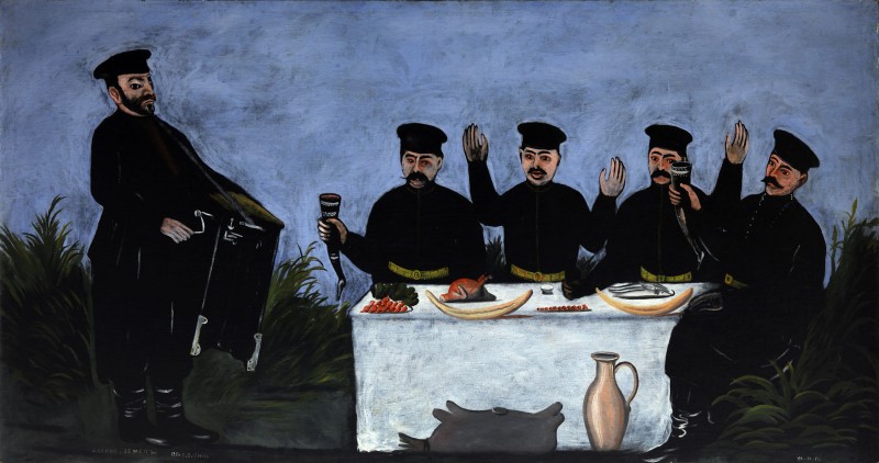 The feast with barrel organist Datiko Zemeli (1906) – Niko Pirosmani Tablo
