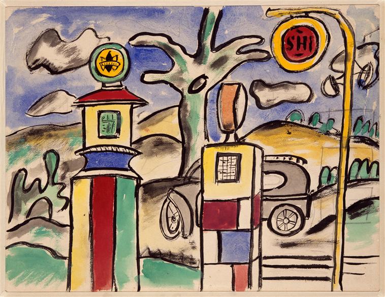 The gas station (study for the city) - Fernand Léger Tablo