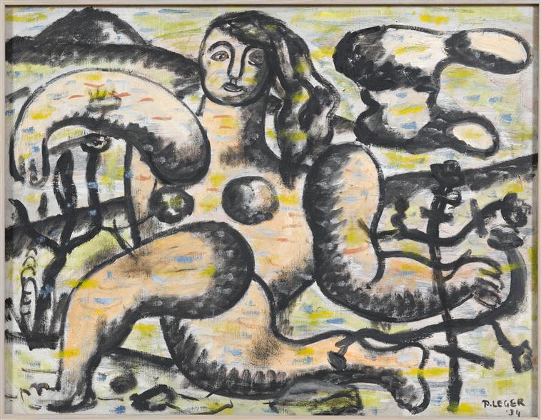 The kneeling woman (1934) - Fernand Léger Tablo