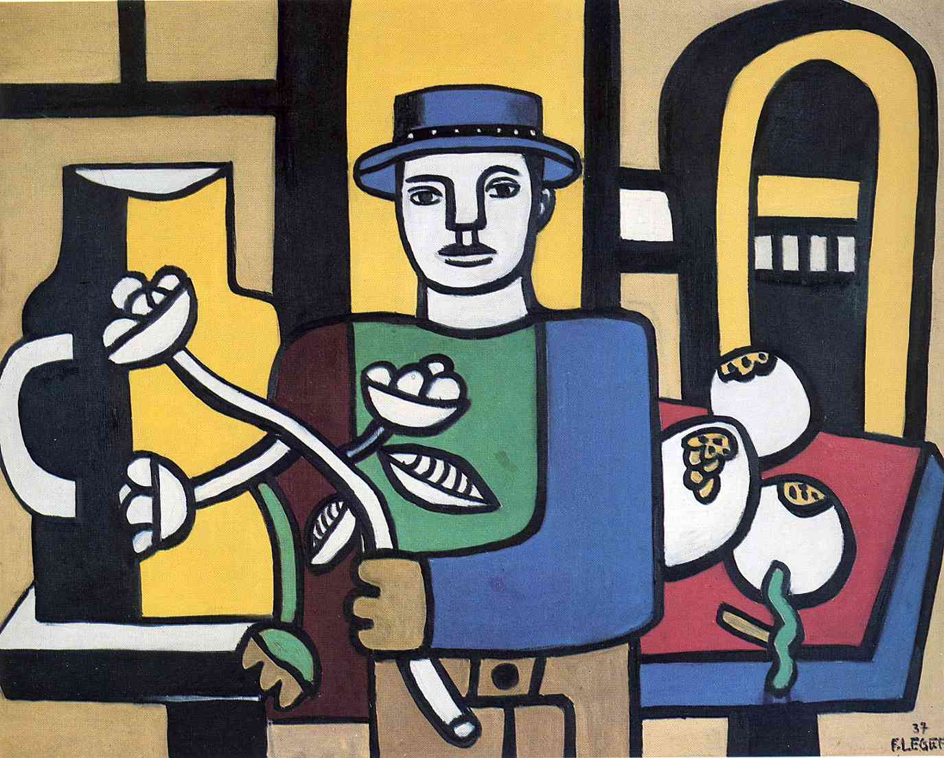 The man in the blue hat (1937) - Fernand Léger Tablo