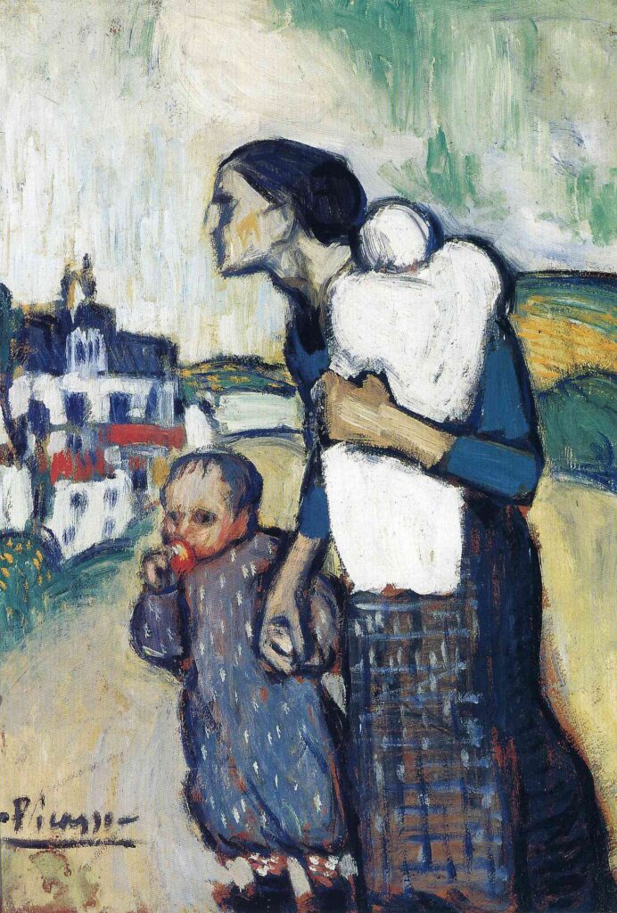 The mother leading two children (1901) - Pablo Picasso Tablo