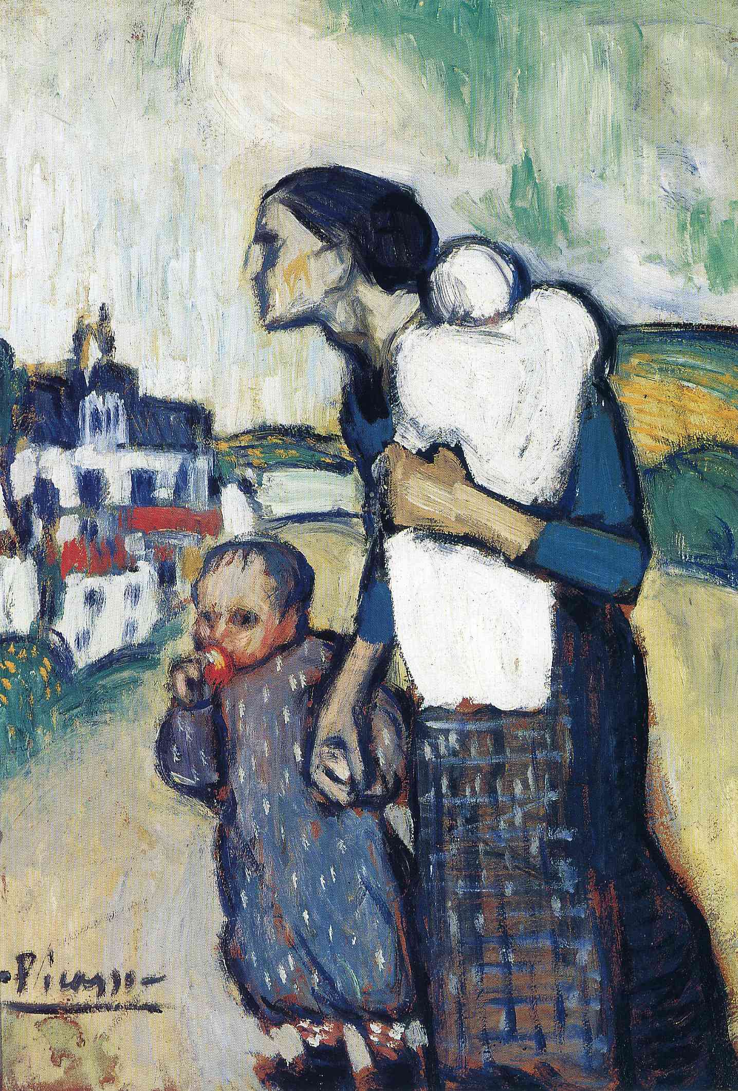 The mother leading two children (1901) - Pablo Picasso Tablo