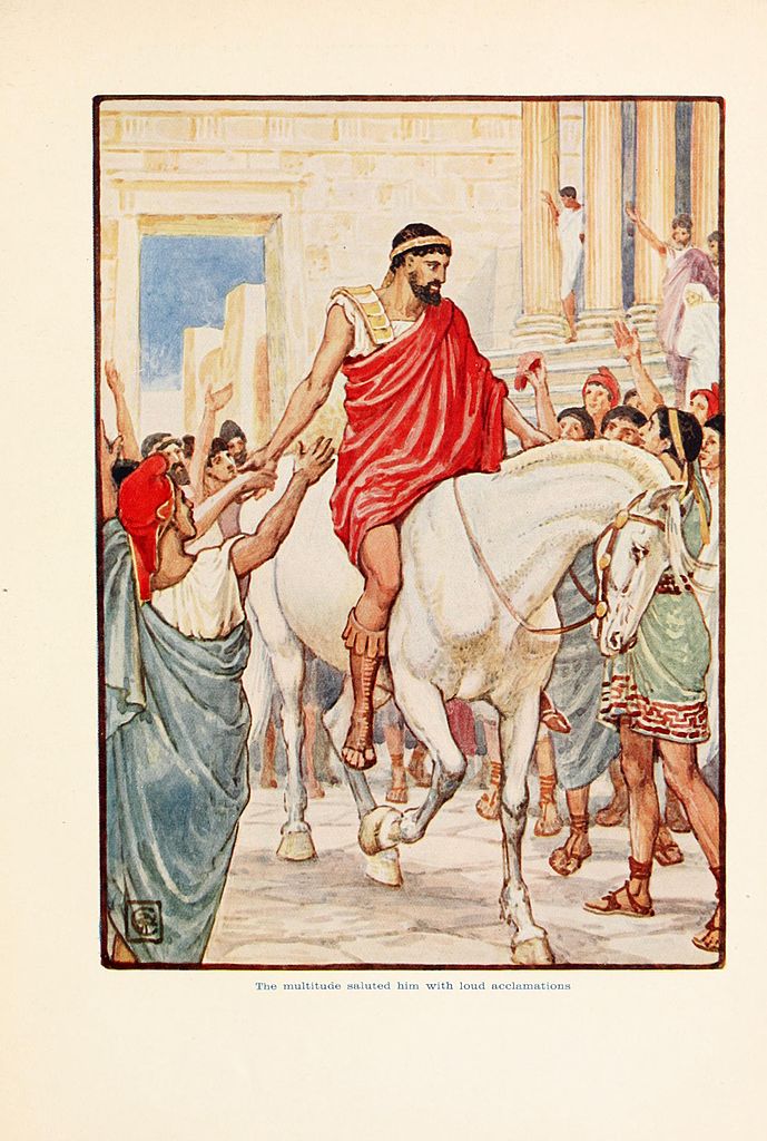 The multitude saluted him with loud acclamations – Walter Crane Tablo
