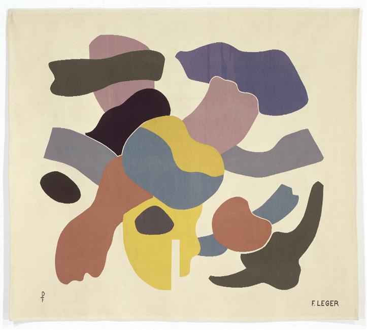 The shapes on white background (on a blue background in the gift) - Fernand Léger Tablo