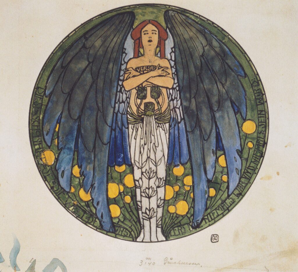 The sketch of the round window art (1897) - Koloman Moser Tablo