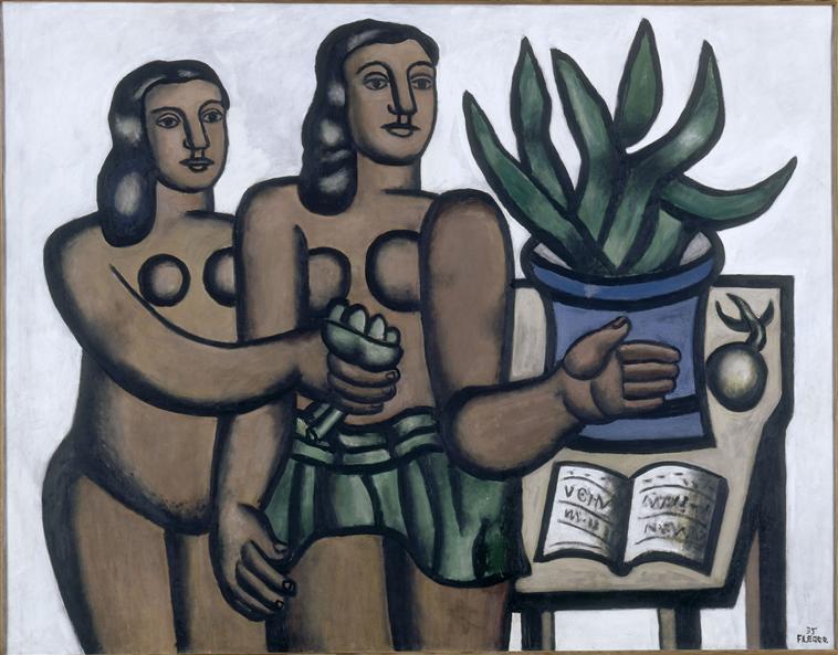 The two women in blue vase (1935) - Fernand Léger Tablo