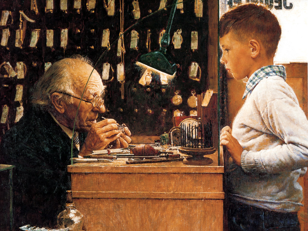 The watchmaker of Switzerland - Norman Rockwell Tablo