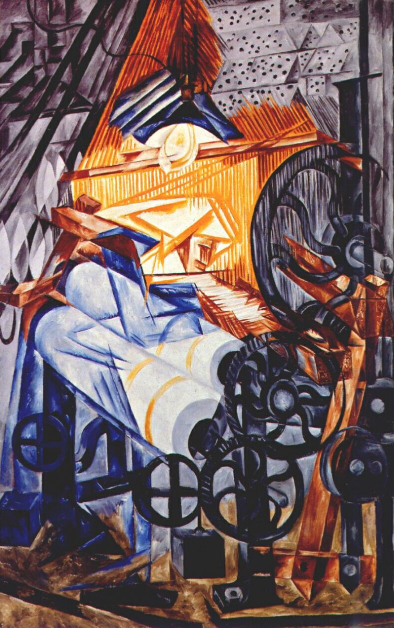 The weaver (loom+woman) (1912) - Natalia Goncharova Tablo