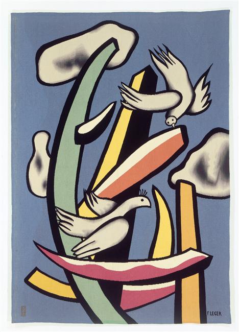The white birds on blue background - Fernand Léger Tablo