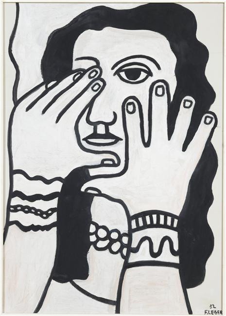 The woman with black hair (1952) - Fernand Léger Tablo