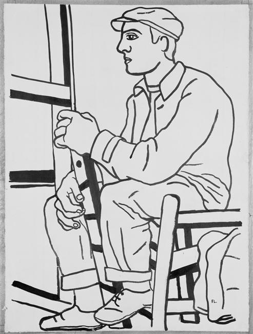 The workman sitting - Fernand Léger Tablo
