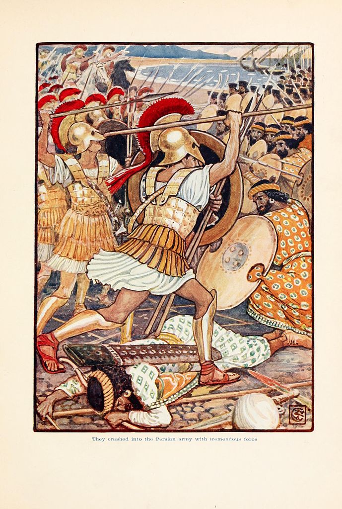They crashed into Persian army with tremendous force – Walter Crane Tablo