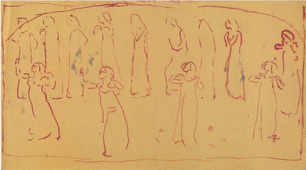 Thirteen standing draped figures (1913) - Ferdinand Hodler Tablo