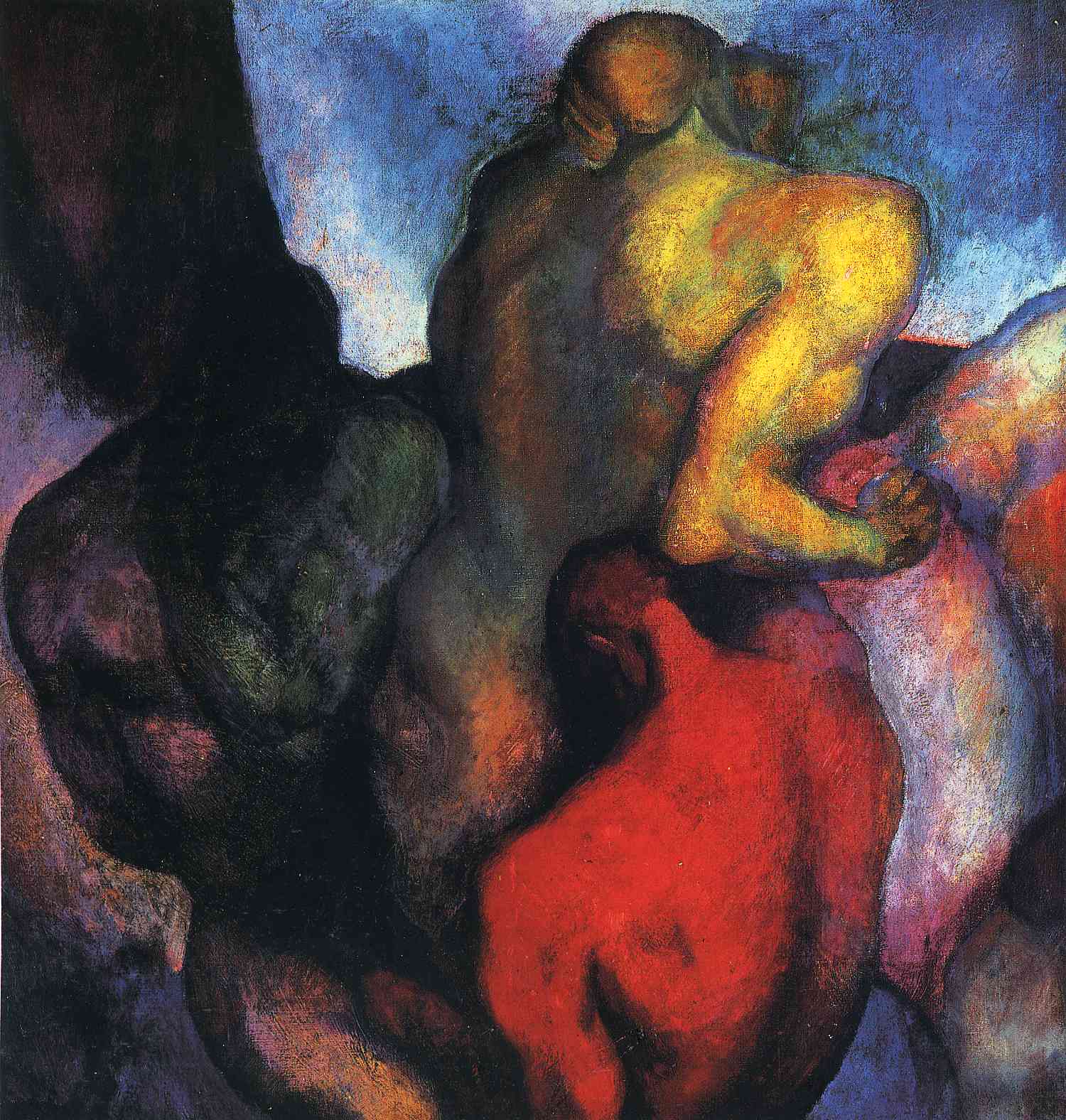 Three Figures (1916) - Thomas Hart Benton Tablo