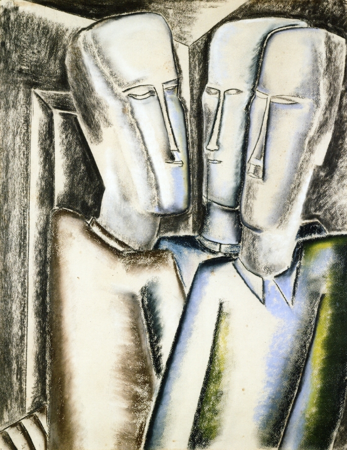 Three Men (1921) - Ossip Zadkine Tablo
