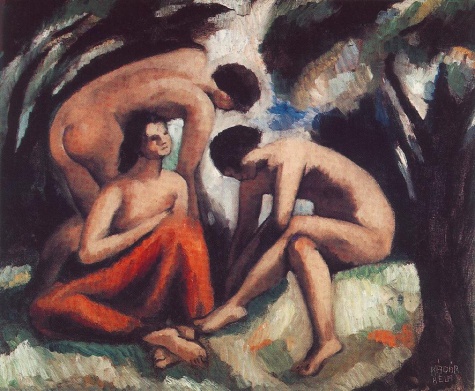 Three Nudes (1916) - Béla Kádár Tablo