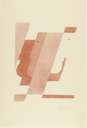 Three Vertical Profiles, One Pointing to the Right (Drei Profile in Senkrechten, eines nach rechts) (1920) – Oskar Schlemmer Tablo
