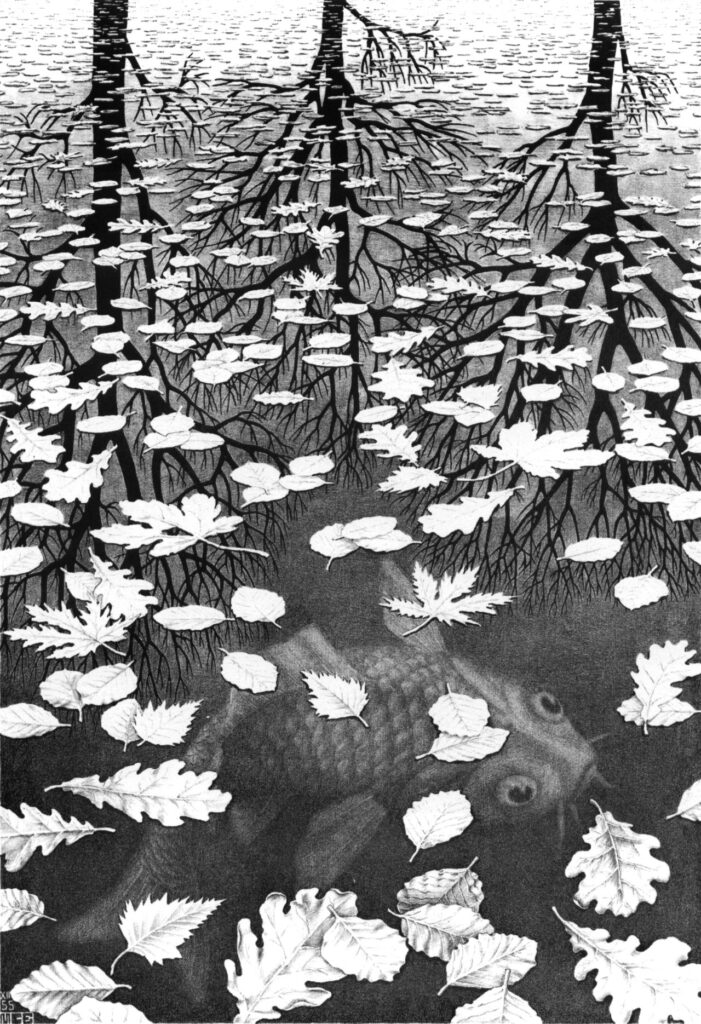 Three Worlds (1955) - M. C. Escher Tablo