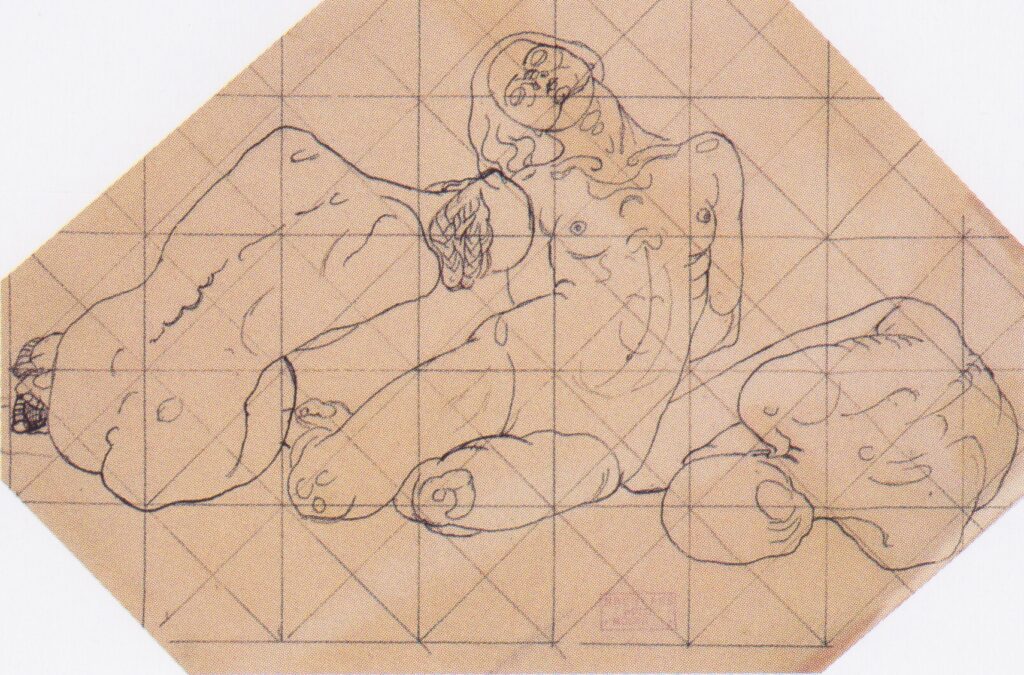 Three crouching women (1914) - Koloman Moser Tablo