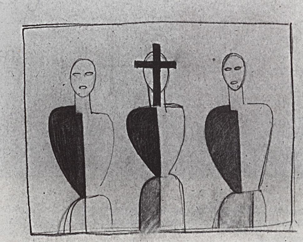 Three suprematic figures - Kazimir Malevich Tablo