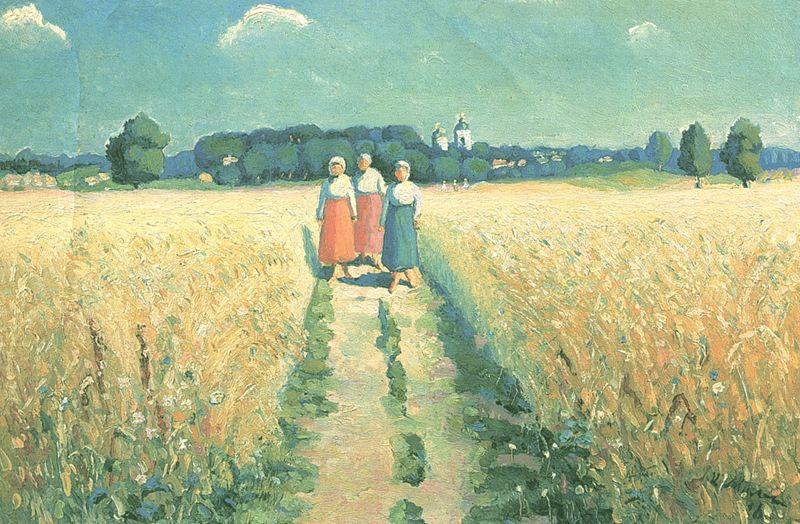 Three women on the road (1900) - Kazimir Malevich Tablo