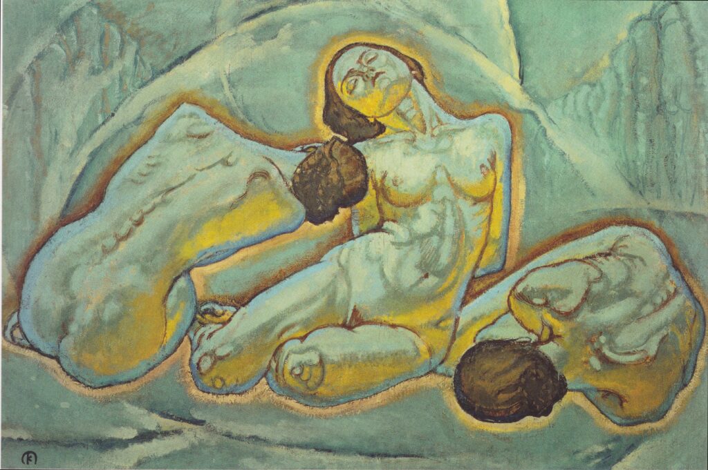 Three women squatting (1914) - Koloman Moser Tablo