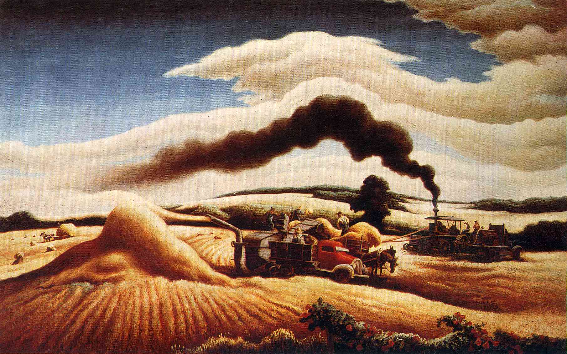 Threshing Wheat (1939) - Thomas Hart Benton Tablo