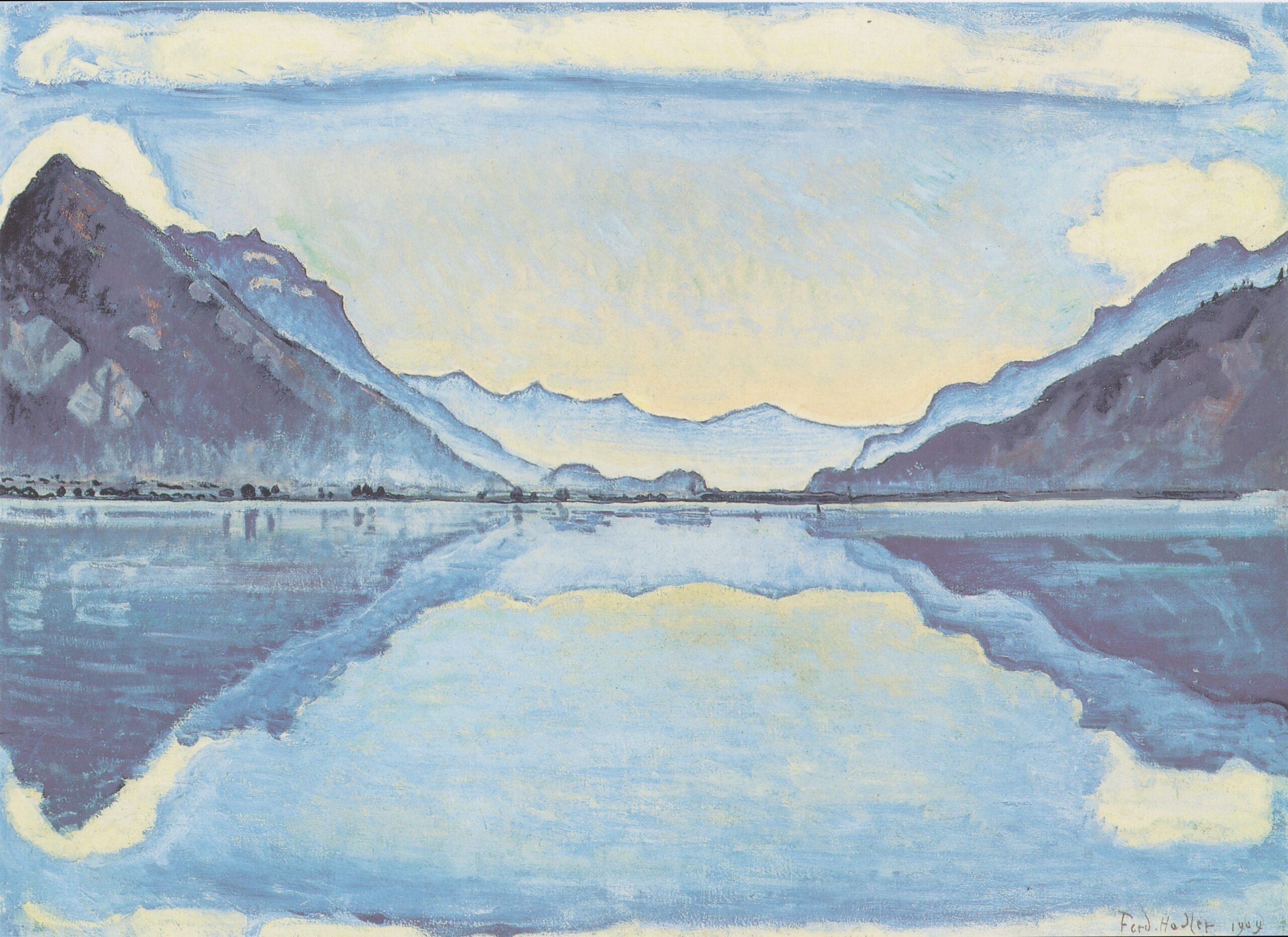 Thun with symmetric mirroring (1909) - Ferdinand Hodler Tablo kanvas tablo
