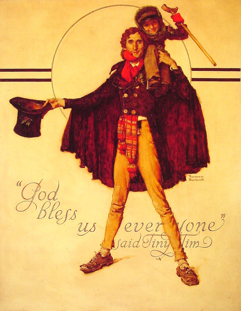 Tiny Tim and Bob Cratchit (1934) - Norman Rockwell Tablo