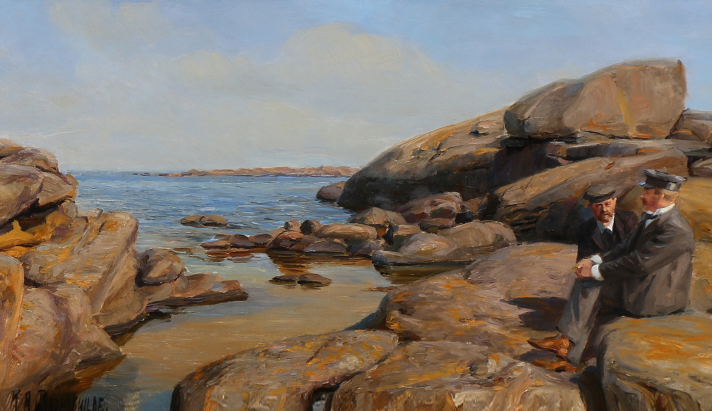 To Mænd I Samtale På En Klippekyst - Hans Andersen Brendekilde Tablo