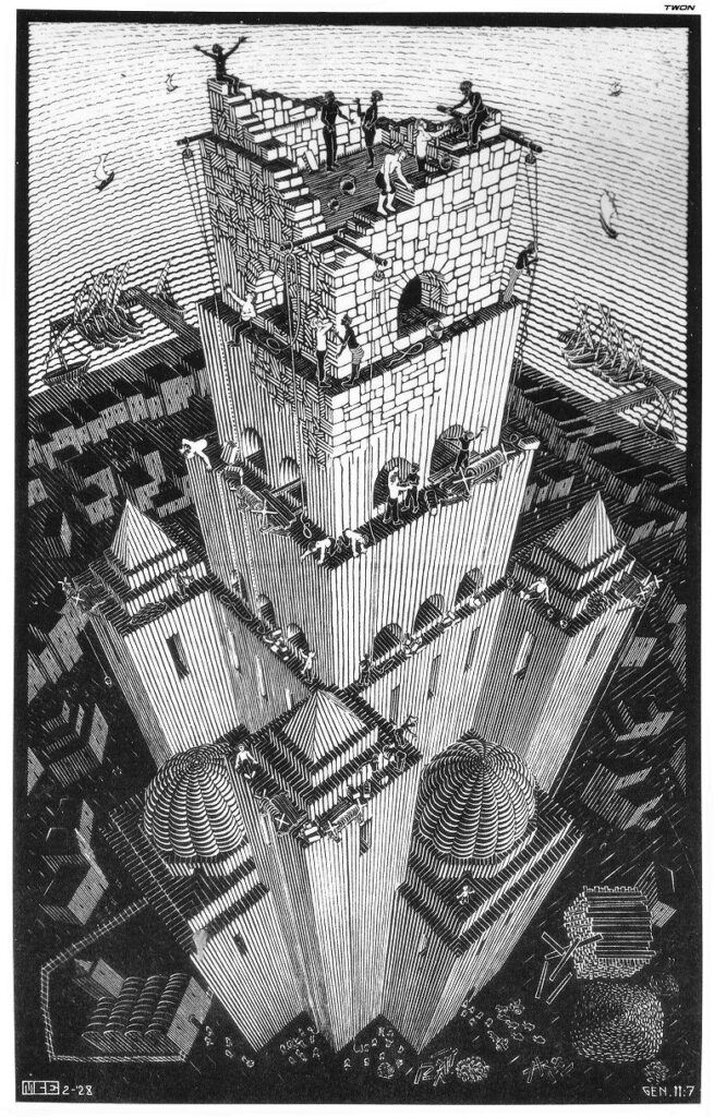 Tower of Babel (1928) - M. C. Escher Tablo